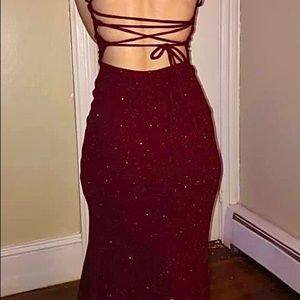 Burgundy Glittery Windsor Dress